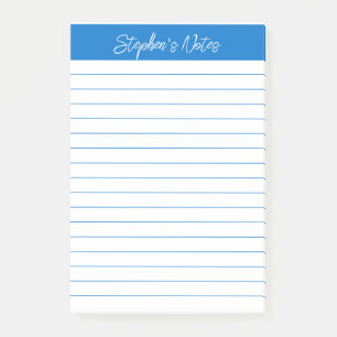 Script Medium Blue Lined Personalized Post-it Notes