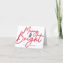 Script Merry and bright Christmas Red