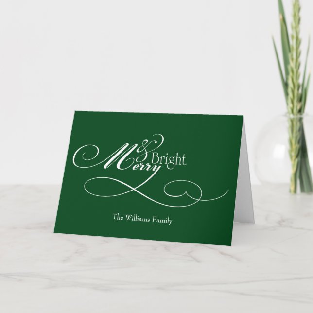 Script Merry and Bright Holiday Card (Front)