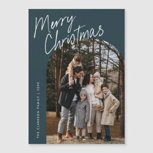 Script Merry Christmas Arch Photo Magnetic Card