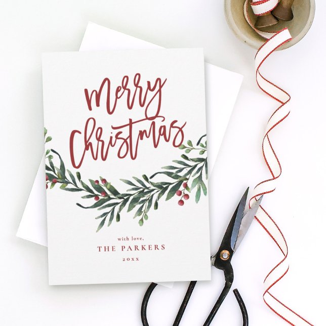 Script merry christmas branch non photo holiday invitation (Creator Uploaded)