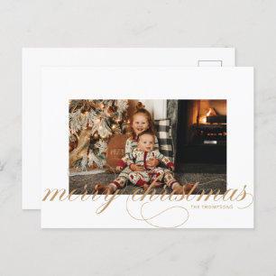 Script Merry Christmas Elegant Photo Postcard