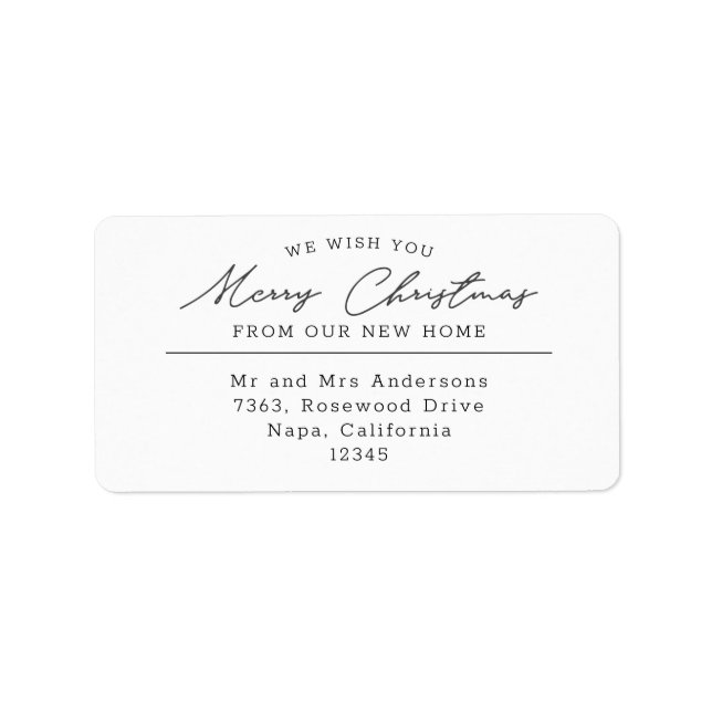 Script Merry Christmas New Home Return Address Label (Front)
