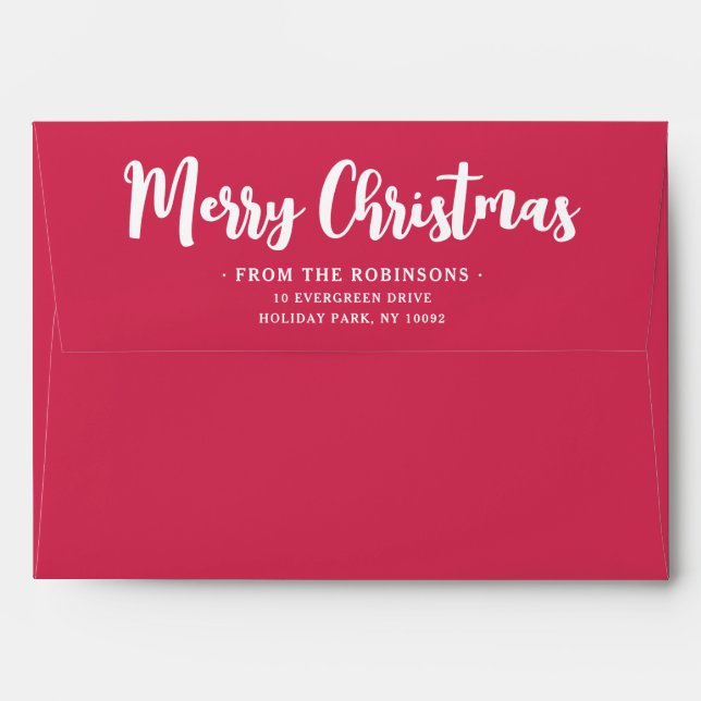 Script Merry Christmas Return Address Bright Pink Envelope (Back (Top Flap))