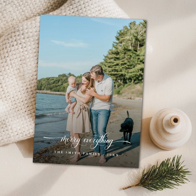 Script Merry Everything Coastal Christmas Photo Holiday Card (Creator Uploaded)