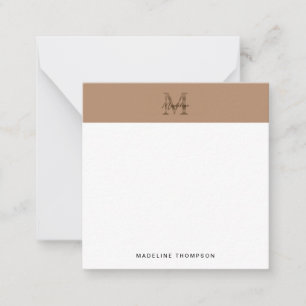 Script Metallic Taupe Gold Monogram Square Card