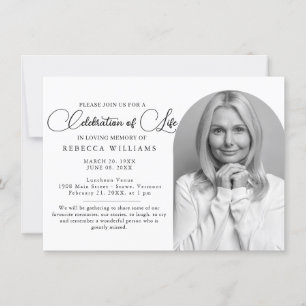 Script Minimal Celebration of Life Invitations