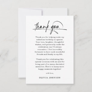 Script Minimalist Birthday  Thank You Card