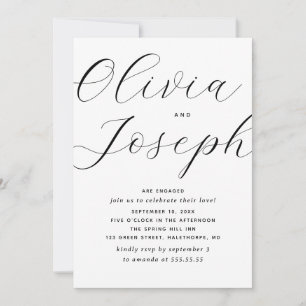 Script minimalist photo wedding engagement party invitation