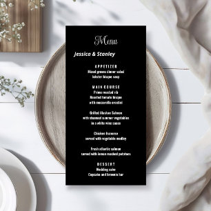 Script minimaliste menu mariage noir et blanc
