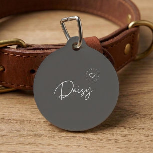 Script Mocha Brown Cute Dog Personalized Pet Tag