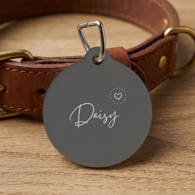 Script Mocha Brown Cute Dog Personalized  Pet Tag (Creator Uploaded)