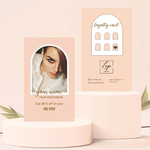 Script Modern arch pink photo logo Loyalty Card