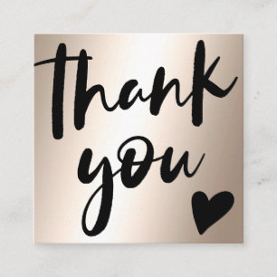 Script modern gold metallic chic order thank you square business card