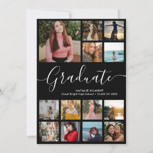 Script Modern Graduate 14 Photo Collage Graduation Announcement