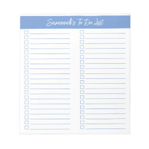 Script Modern Light Blue Two Column Checklist Notepad
