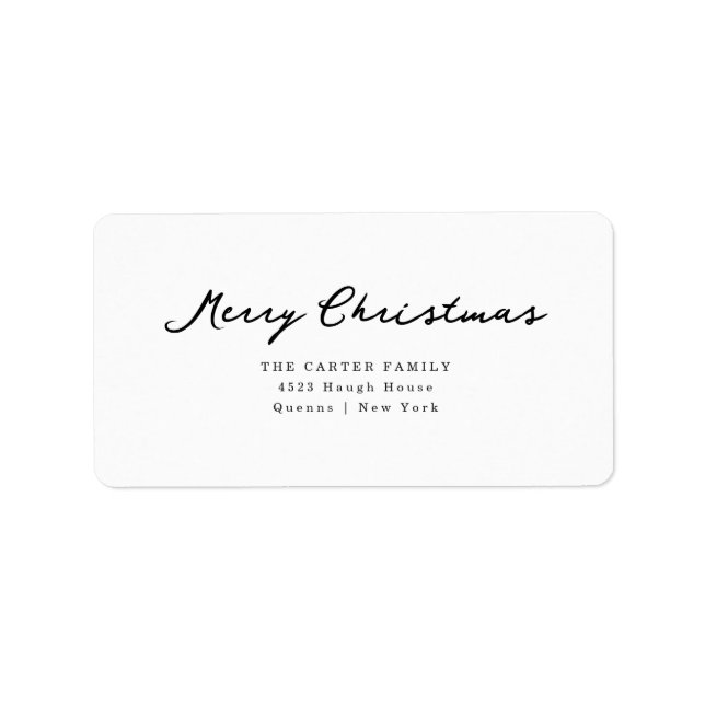 Script Modern Minimalist Christmas Return Address  Label (Front)