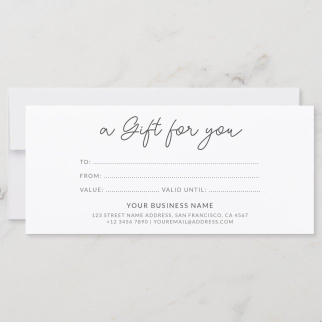 Script Modern Minimalist Gift Certificate (Back)