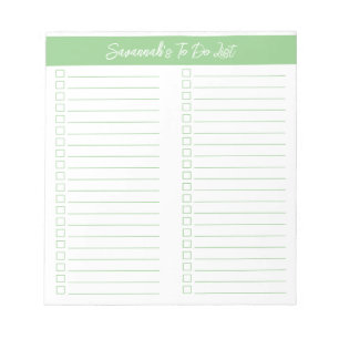 Script Modern Sage Green Two Column Checklist Notepad