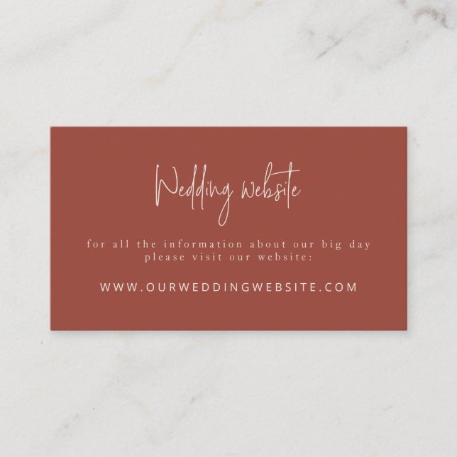 Script Modern Terracotta & Cream Wedding Website  Enclosure Card (Front)