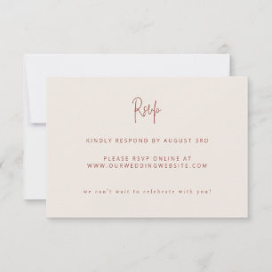 Script Modern Terracotta & Cream Wedding Website RSVP Card
