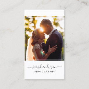 Script Modern Typography Photographer Framed Business Card