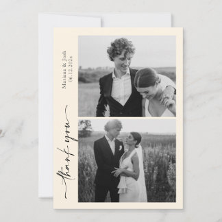 Script Modern Wedding 2 Photos Thank You Card