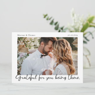 Script Modern Wedding Photo Thank You Card