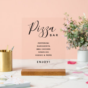 Script Modern Wedding Pizza Bar Transparent Acrylic Sign