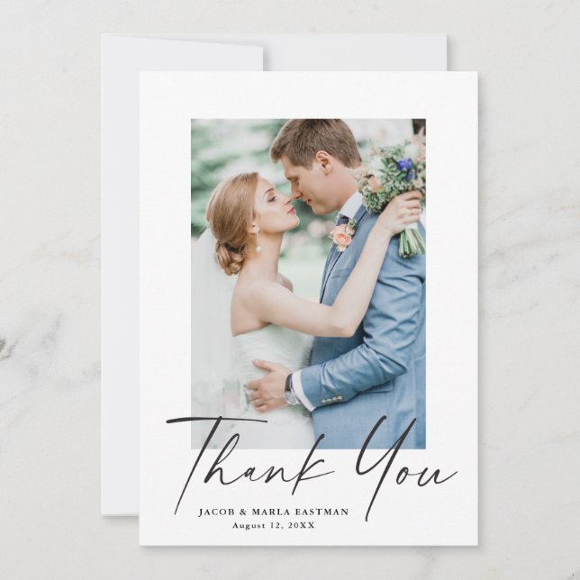 Script Modern Wedding Thank You Card (Front)