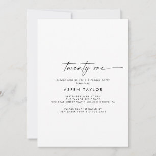 Script moderne 21e anniversaire Invitation de fête