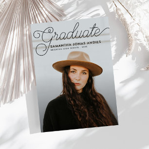 Script moderne 2 Photos Faire-part de graduation