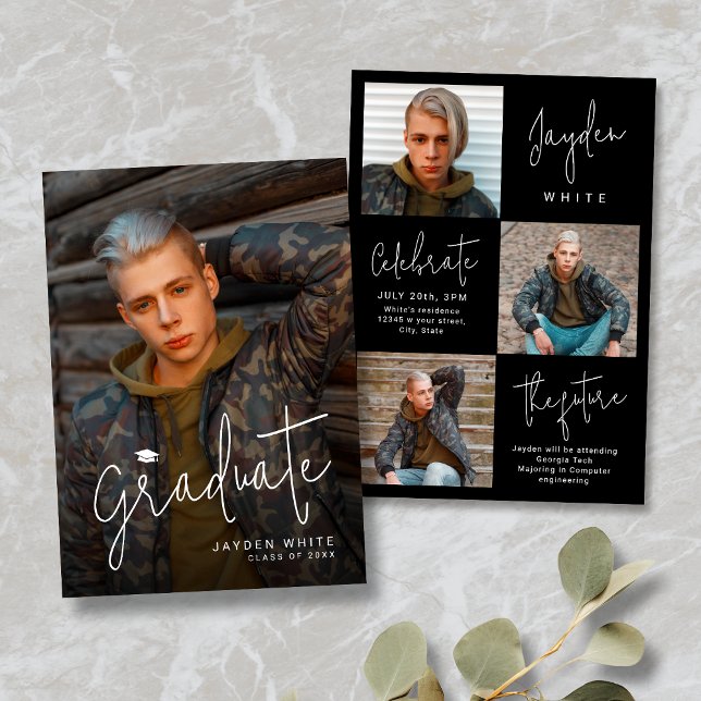 Script moderne 4 Faire-part de graduation photo (Modern Script 4 Photo Graduation Announcement)