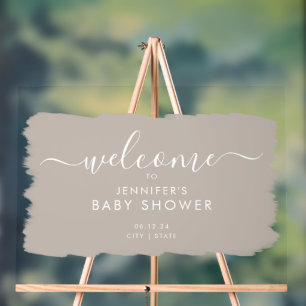Script moderne Baby shower Welcome Paint Beige