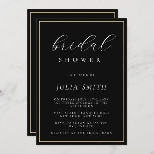 Script moderne Black Bridal Shower Invitation