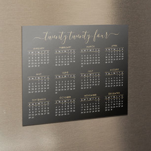 Script moderne Black Gold 2024 Calendrier Magnet