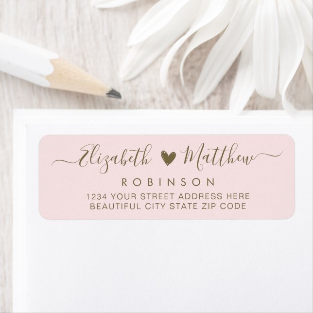 Script moderne Blush Gold Mariage Adresse de retou (En situation)