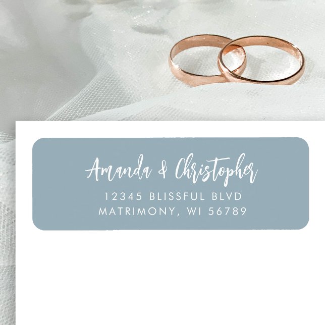 Script moderne Dusty Blue Mariage Adresse de retou (Créateur téléchargé)