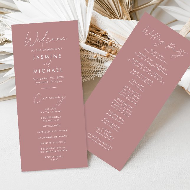 Script moderne Dusty Rose Wedding Programme (Créateur téléchargé)