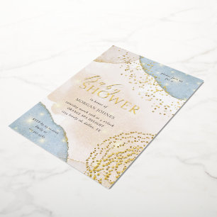 Script moderne Elegant Baby shower Foil Invitation