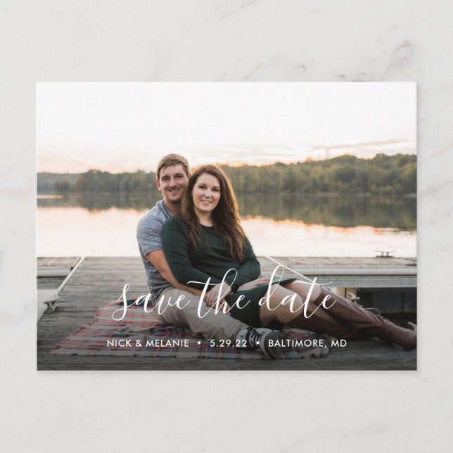 Script moderne Enregistrer la carte postale Date (Devant)