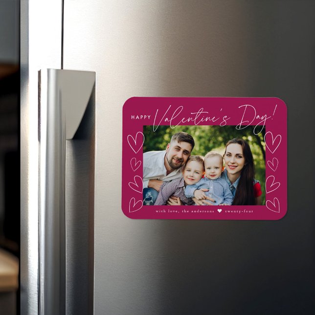 Script moderne Fuchsia Saint Valentin Magnet photo (Créateur téléchargé)