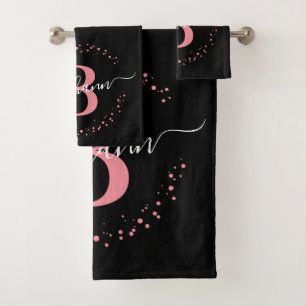 Script moderne Girly rose noir Nom Monogramme
