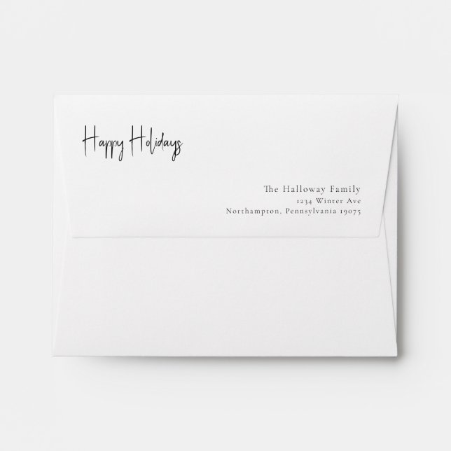 Script moderne Happy Holidays Card Enveloppe (Dos (Haut rabat))