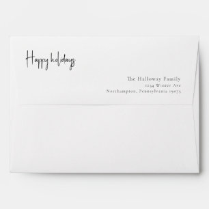 Script moderne Happy Holidays Enveloppe Invitation