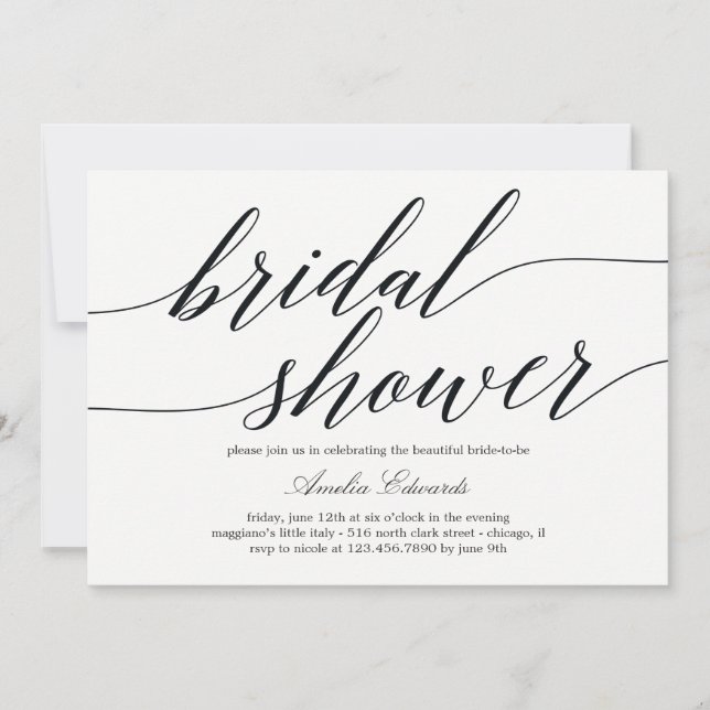 Script moderne Invitation de douche nuptiale (Devant)