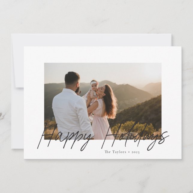 Script moderne Joyeux Carte photo de vacances (Devant)