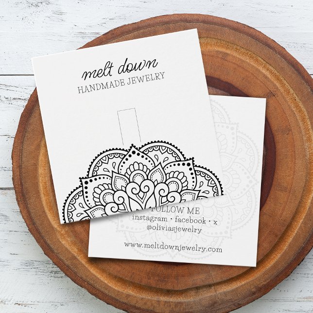 Script moderne Mandala Anneau Bijoux carte d'affic (Modern Script Mandala Ring Jewelry Display Card)