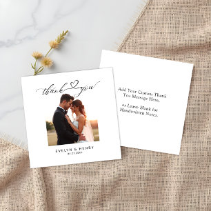 Script moderne Mariage photo Carte de remerciement