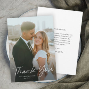 Script moderne Mariage photo simple Carte de remer